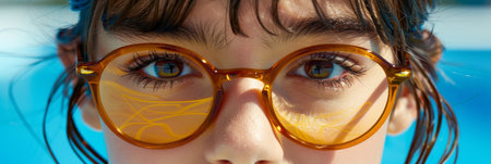 Focused rower s gaze at finish line   symbolizing determination in summer olympic sportの素材