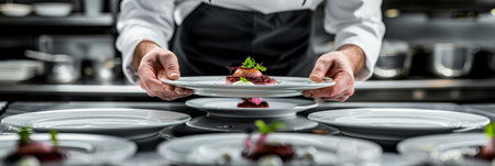 Cooking class participants artistically plate vegetarian dishes under chef s guidanceの素材