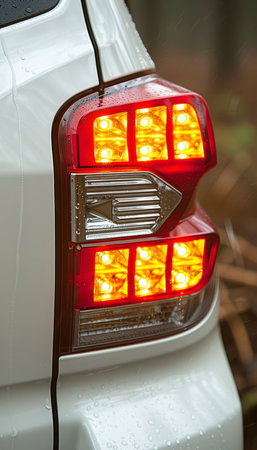 Detailed close up of intricate design on car taillights for automotive enthusiastsの素材