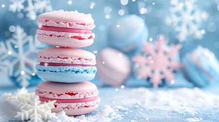 Colorful macaroons on eastern inspired background with ample copy space for text placementの素材