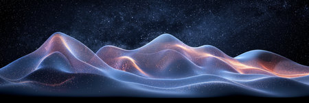 Colorful sound wave visualization against dark backdrop for captivating audio displayの素材