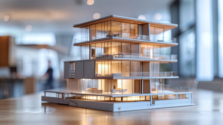 Collaborative effort on scale model for business building project by real estate and architect teamの素材