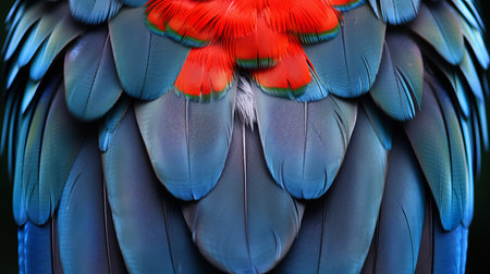 Vibrant avian plumage  futuristic bird feather texture background for a unique touchの素材