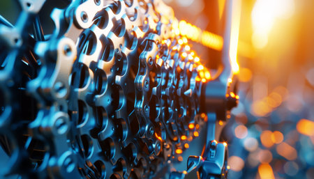 Detailed bicycle chain and gears, highlighting mechanical components   summer olympics sport conceptの素材