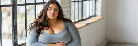 Curvaceous woman engaging in gym exercises for improved fitness and overall well beingの素材