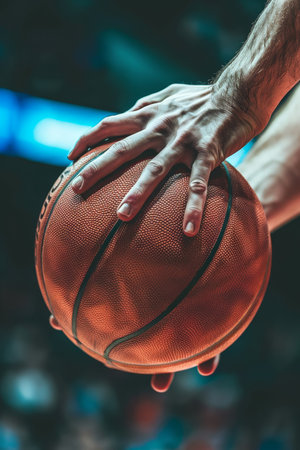 Athlete s skilled hands dribbling basketball, displaying finesse   olympic sport conceptの素材