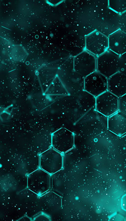 Futuristic blue hexagon technology pattern abstract digital geometric background designの素材