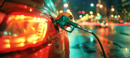 Gas station banner with copy space background for petrol and diesel refueling for automobilesの素材