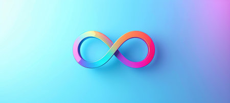Autism awareness day  rainbow infinity symbol on blue background for neurodiversity and adhdの素材