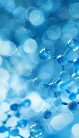 Digital network  abstract interconnected dots on vibrant blue background, symbolizing communicationの素材