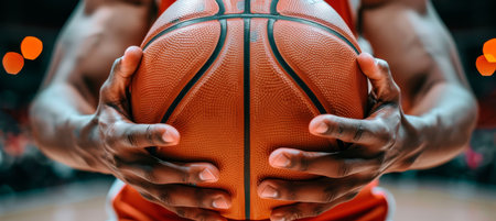 Basketball player s skilled hands dribbling ball, displaying finesse   summer olympics sport conceptの素材