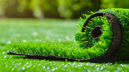 Artificial turf roll for enhancing sports field or lawn background aesthetic settingの素材