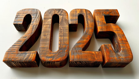 Large bold 2025 number on pristine white background for new year or futuristic design conceptsの素材