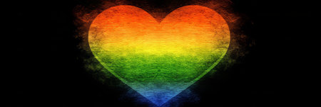 Colorful vibrant smoke bomb explosion with clouds forming a heart shape in the airの素材