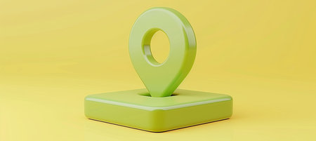 3d location pin on green land for estate investment and construction project sectionの素材