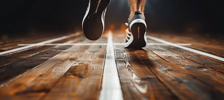 Athlete s feet in dynamic motion showcasing agility during summer olympic games sports competitionの素材