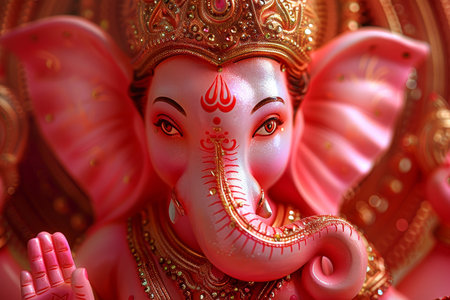 Vibrant ganesh chaturthi celebrations  colorful processions, ornate idols, and traditional garbの素材