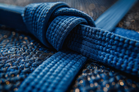 Intense judo battles reflected on scuffed mat, symbolizing dedication in summer olympic competitionの素材