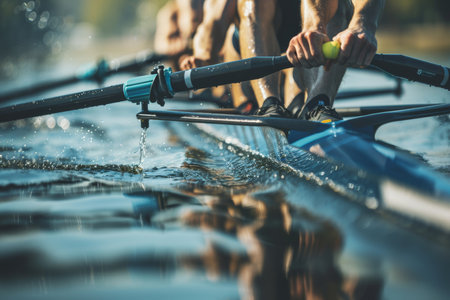 Synchronized rowers  teamwork displayed in perfect harmony, summer olympics sportの素材