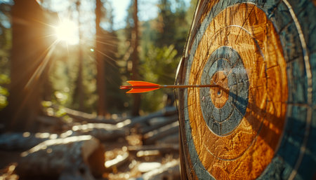 Dynamic arrow in flight, emphasizing precision and speed in summer olympic sport, accuracy conceptの素材