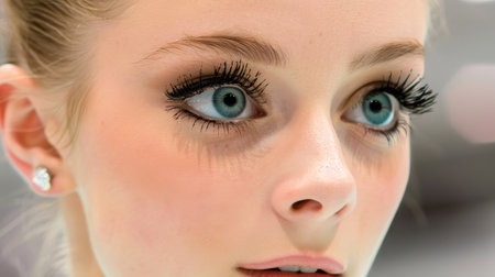 Focused gymnast s intense gaze before vault at summer olympics, showcasing determinationの素材