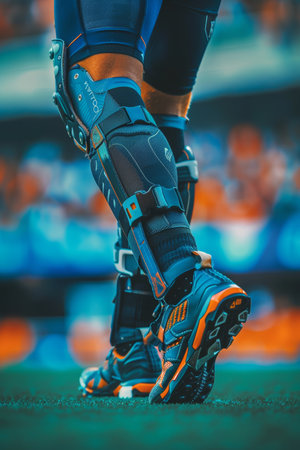 Field hockey player s protective gear and cleats close up  summer olympics sport conceptの素材