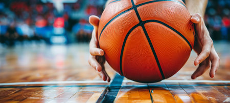 Basketball player s skilled hands dribbling ball at summer olympics, showcasing finesseの素材