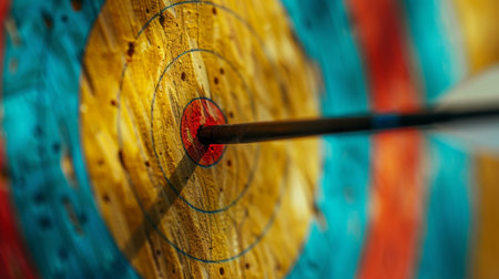 Speed and precision  close up of arrow in flight, symbolizing olympic archery sportの素材