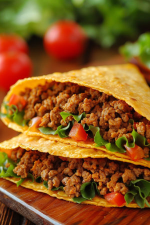 Authentic mexican tacos close up  traditional and delicious cuisine captured in detailの素材