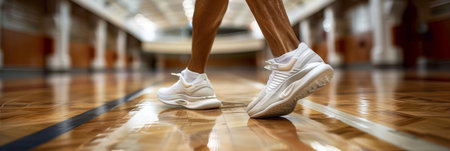 Athlete s exceptional agility in precise court footwork, embodying summer olympics sports conceptの素材