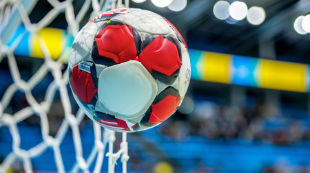 Close up of handball goal celebration at summer olympics, dynamic moment frozen in timeの素材