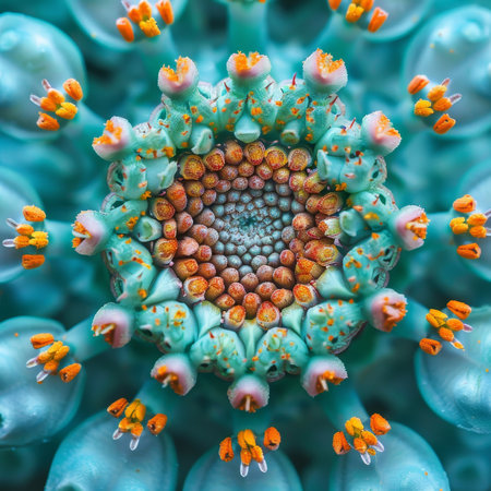 Stunning close up of a vibrant flower with impressive zoom showcasing rich colorsの素材