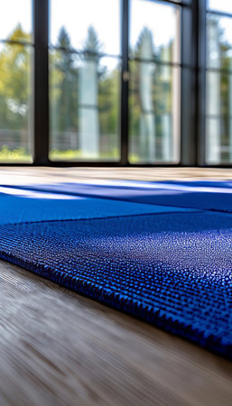 Judo mat close up with scuff marks, symbolizing dedication in olympic competitionの素材