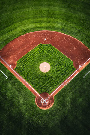 Detailed aerial view showcasing baseball field layout for comprehensive analysisの素材