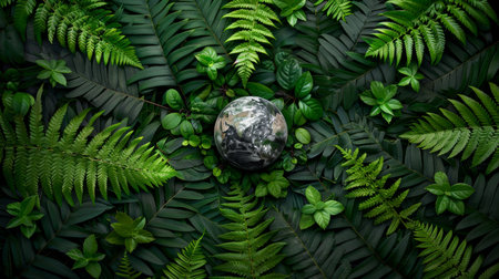 Green earth  symbol of ecological balance and environmental care, promoting harmony and stewardshipの素材