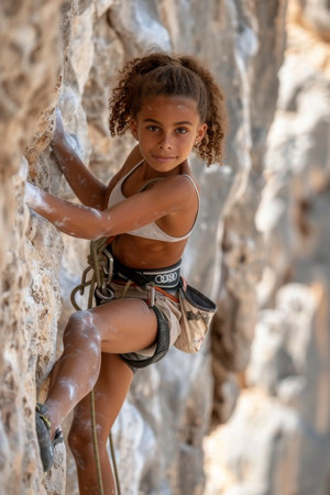 Triumphant climber conquers sport climbing pinnacle at summer olympics, embodying sport essenceの素材