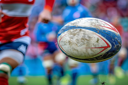 Precision kick in rugby sevens  conversion score at olympic games, showcasing skill and accuracyの素材