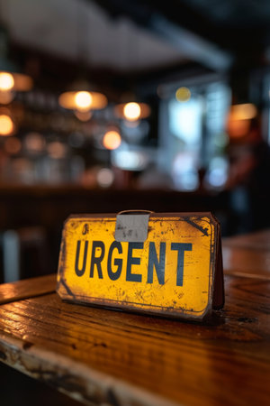 Priority small envelope package with urgent label on table for swift delivery serviceの素材