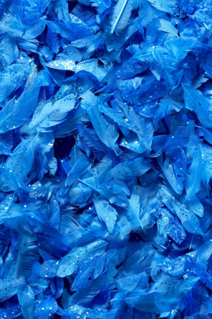 Shimmering pixel triangles on deep blue gradient, creating mesmerizing geometric patternの素材
