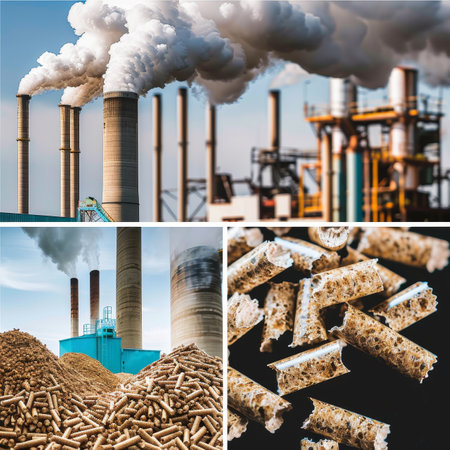 Visual comparison  climate change impact vssustainable wood pellet production transitionの素材