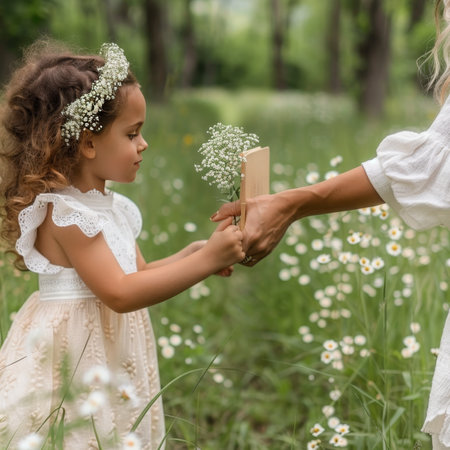 Mother guiding daughter s hand holding a book in a close up moment of love and learningの素材