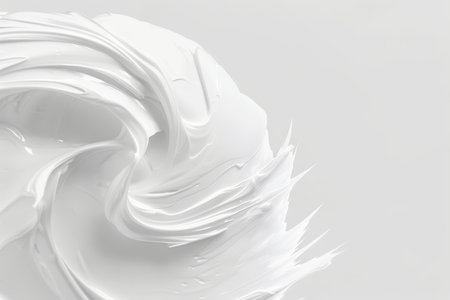 Abstract Swirls of Smooth White Substance on a White Background, Minimalist Texture Designの素材