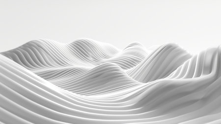 Abstract White Wavy Parametric Architectural Structure Background, 3d Render Illustrationの素材