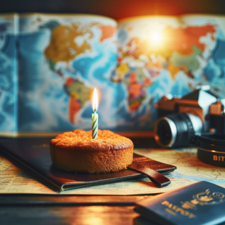 Celebrating with a Birthday Cupcake, a World Travelers Delight Adventure and Sweet Treats.の素材