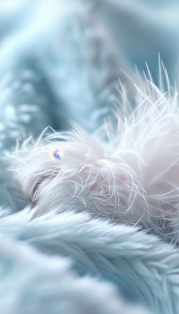 Soft Focus, Dreamy Image of Delicate White and Blue Feathers, Abstract Light Background for Designの素材