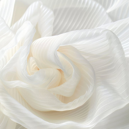 Close Up of Flowing White Fabric, Elegant Textile Background, Abstract Smooth Silk Textureの素材