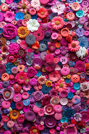 Innovative background design created using an array of assorted buttons for a unique visual appealの素材