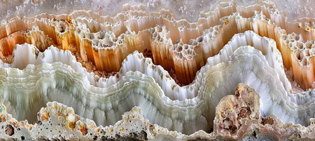 Abstract Patterns of Agate Slice Wavy Layered Structure, Light Orange and White with Textured Edgeの素材