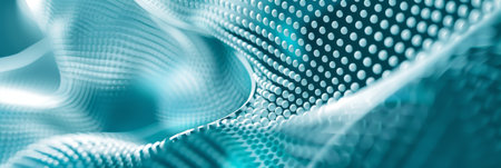Abstract Blue Waving Texture Background with Spheres Technology, Science, or Design Concept.の素材