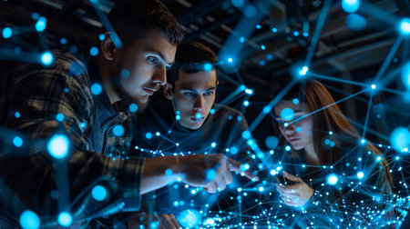 Emerging Innovations Developers Engaging With 3D Network Visualization and Data Analysis.の素材